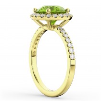 Halo Peridot & Diamond Engagement Ring 14K Yellow Gold 2.50ct