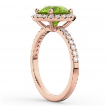 Halo Peridot & Diamond Engagement Ring 18K Rose Gold 2.50ct