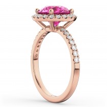 Halo Pink Tourmaline & Diamond Engagement Ring 14K Rose Gold 2.50ct