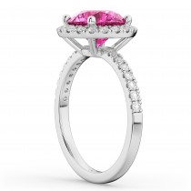 Halo Pink Tourmaline & Diamond Engagement Ring Platinum 2.50ct