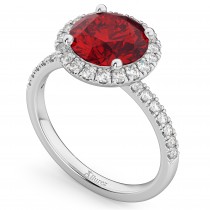 Halo Ruby & Diamond Engagement Ring Platinum 2.80ct