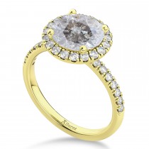 Halo Salt & Pepper & White Diamond Engagement Ring 14K Yellow Gold (2.50ct)