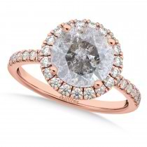 Halo Salt & Pepper & White Diamond Engagement Ring 18K Rose Gold (2.50ct)
