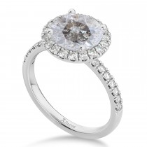 Halo Salt & Pepper & White Diamond Engagement Ring 18K White Gold (2.50ct)