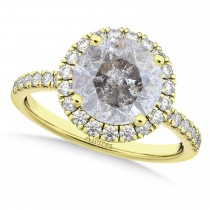 Halo Salt & Pepper & White Diamond Engagement Ring 18K Yellow Gold (2.50ct)