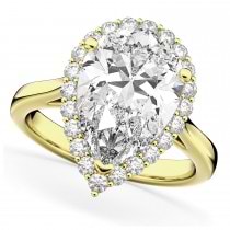 Pear Shaped Halo Diamond Engagement Ring 14K Yellow Gold (4.69ct)