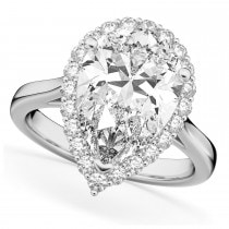 Pear Halo Lab Grown Diamond Engagement Ring 14K White Gold (4.69ct)