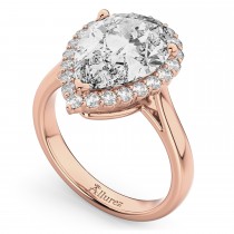 Pear Cut Halo Moissanite & Diamond Engagement Ring 14K Rose Gold 5.44ct