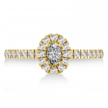 Oval Diamond Halo Engagement Ring 14k Yellow Gold (0.60ct)