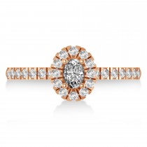 Oval Lab Grown Diamond Halo Engagement Ring 14k Rose Gold (0.60ct)