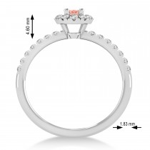 Oval Morganite & Diamond Halo Engagement Ring 14k White Gold (0.60ct)