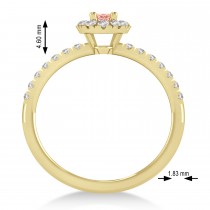 Oval Morganite & Diamond Halo Engagement Ring 14k Yellow Gold (0.60ct)
