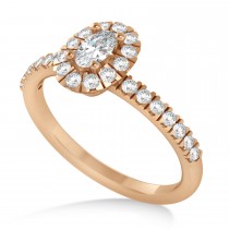 Oval Moissanite & Diamond Halo Engagement Ring 14k Rose Gold (0.60ct)
