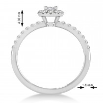 Oval Moissanite & Diamond Halo Engagement Ring 14k White Gold (0.60ct)