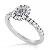 Oval Salt & Pepper & White Diamond Halo Engagement Ring 14k White Gold (0.60ct)