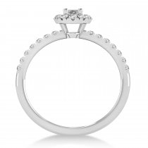 Oval Salt & Pepper & White Diamond Halo Engagement Ring 14k White Gold (0.60ct)