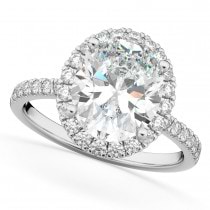 Oval Cut Halo Diamond Engagement Ring 14K White Gold (3.51ct)
