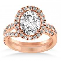 Diamond Oval-Cut Halo Bridal Set 14k Rose Gold (3.78ct)