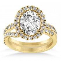 Diamond Oval-Cut Halo Bridal Set 14k Yellow Gold (3.78ct)