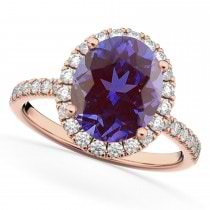 Lab Alexandrite & Diamonds Oval-Cut Halo Bridal Set 14K Rose Gold (3.18ct)