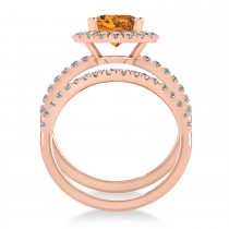 Citrine & Diamonds Oval-Cut Halo Bridal Set 14K Rose Gold (3.18ct)