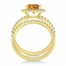 Citrine & Diamonds Oval-Cut Halo Bridal Set 14K Yellow Gold (3.18ct)