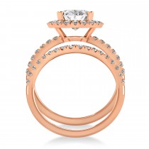 Lab Grown & White Diamonds Oval-Cut Halo Bridal Set 14K Rose Gold (3.78ct)