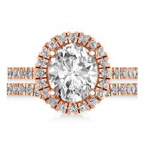 Lab Grown & White Diamonds Oval-Cut Halo Bridal Set 14K Rose Gold (3.78ct)
