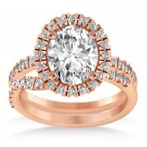 Moissanite & Diamonds Oval-Cut Halo Bridal Set 14K Rose Gold (3.50ct)