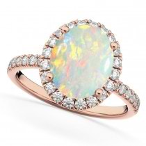 Opal & Diamonds Oval-Cut Halo Bridal Set 14K Rose Gold (2.43ct)
