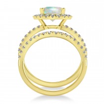 Opal & Diamonds Oval-Cut Halo Bridal Set 14K Yellow Gold (2.43ct)