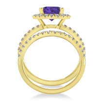 Tanzanite & Diamonds Oval-Cut Halo Bridal Set 14K Yellow Gold (3.93ct)