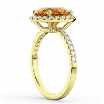 Oval Cut Halo Citrine & Diamond Engagement Ring 14K Yellow Gold 2.91ct