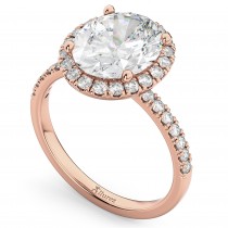 Oval Cut Halo Moissanite & Diamond Engagement Ring 14K Rose Gold 2.72ct