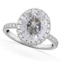 Oval Salt & Pepper Diamond & Diamond Engagement Ring 14K White Gold 3.51ct