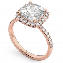 Cushion Cut Halo Diamond Engagement Ring 14k Rose Gold (2.55ct)