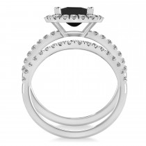 Black & White Diamonds Cushion-Cut Halo Bridal Set 14K White Gold (2.82ct)