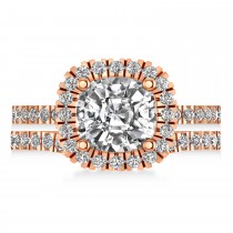 Lab Grown & White Diamonds Cushion-Cut Halo Bridal Set 14K Rose Gold (2.82ct)