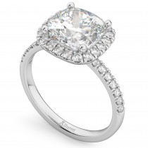 Cushion Cut Halo Lab Grown Diamond Engagement Ring 14k White Gold (2.55ct)