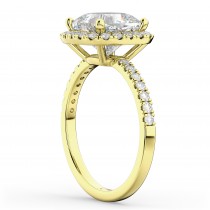 Cushion Cut Halo Lab Grown Diamond Engagement Ring 14k Yellow Gold (2.55ct)