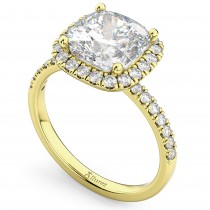 Cushion Cut Halo Lab Grown Diamond Engagement Ring 14k Yellow Gold (2.55ct)