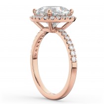 Cushion Cut Halo Moissanite & Diamond Engagement Ring 14k Rose Gold (2.66ct)