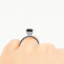 Cushion Cut Black Diamond Engagement Ring 14k White Gold (2.25ct)