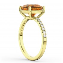 Cushion Cut Citrine & Diamond Engagement Ring 14k Yellow Gold (2.81ct)