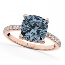 Cushion Cut Gray Spinel & Diamond Engagement Ring 14k Rose Gold (2.81ct)