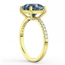 Cushion Cut Gray Spinel & Diamond Engagement Ring 14k Yellow Gold (2.81ct)