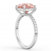 Cushion Cut Morganite & Diamond Engagement Ring 14k White Gold (2.81ct)