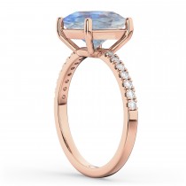 Cushion Cut Moonstone & Diamond Engagement Ring 14k Rose Gold (2.81ct)
