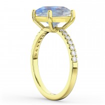 Cushion Cut Moonstone & Diamond Engagement Ring 14k Yellow Gold (2.81ct)