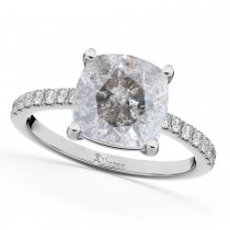 Cushion Cut Salt & Pepper Diamond Engagement Ring 14k White Gold (2.25ct)